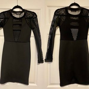 Club L black mini dress, long sleeve